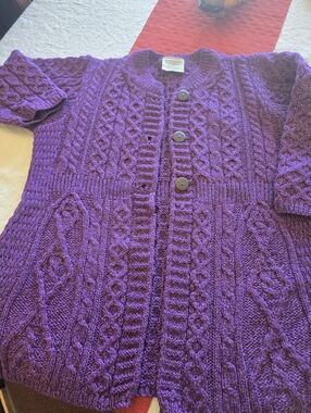 Kilronan Purple Cable Knit Button Cardigan